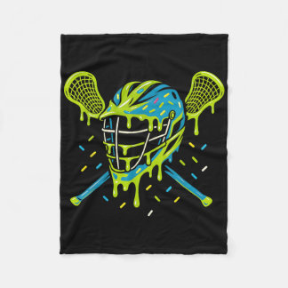 Lacrosse Ice Cream Drip Lax Boys Helmet Stick Yout Fleece Blanket
