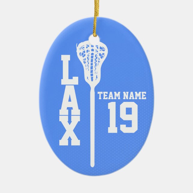 Lacrosse Jersey with Photo Blue Ceramic Tree Decoration (Front)