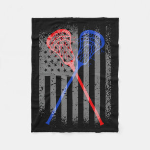 Lacrosse Lax American Flag 1 Fleece Blanket