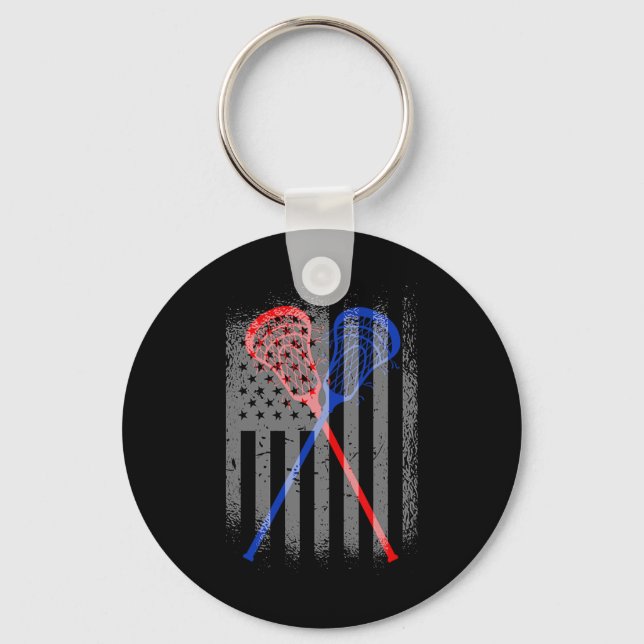 Lacrosse Lax American Flag 1  Key Ring (Front)