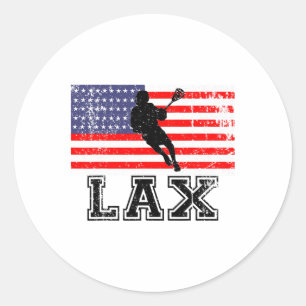 Lacrosse Lax American Flag  Classic Round Sticker