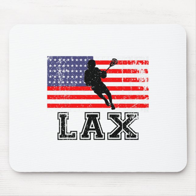 Lacrosse Lax American Flag  Mouse Pad (Front)
