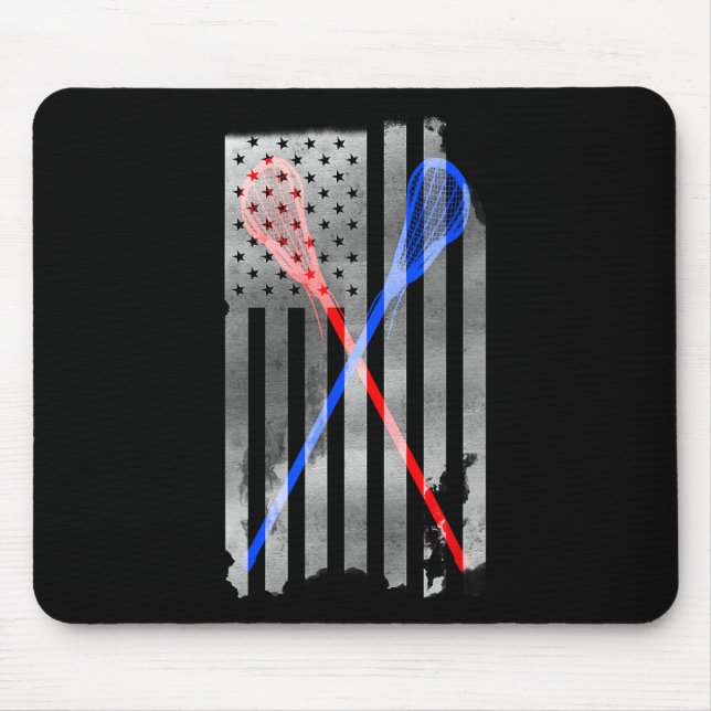 Lacrosse Lax American Flag  Mouse Pad (Front)