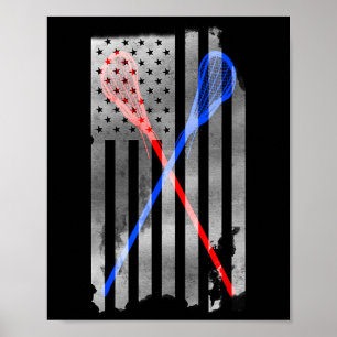 Lacrosse Lax American Flag Poster