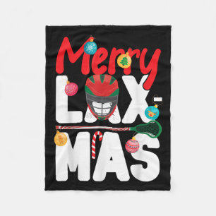 Lacrosse Lax Christmas Merry Lax-mas  Fleece Blanket