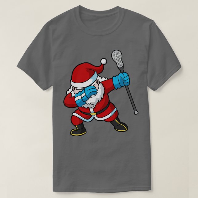 Lacrosse Lax Dabbing Santa Claus Christmas T-Shirt (Design Front)