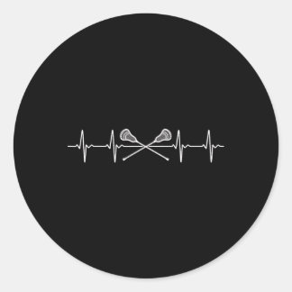 Lacrosse Lax Heartbeat Funny Lacrosse Stick Mens W Classic Round Sticker