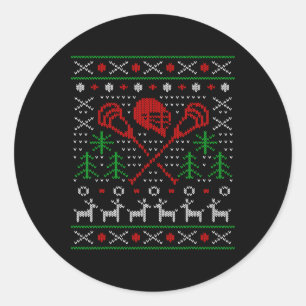 Lacrosse Lax Ugly Christmas  Classic Round Sticker