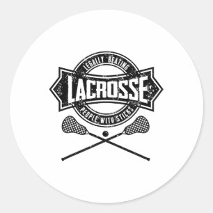 Lacrosse Legally Beating People With Sticks Funny Classic Round Sticker