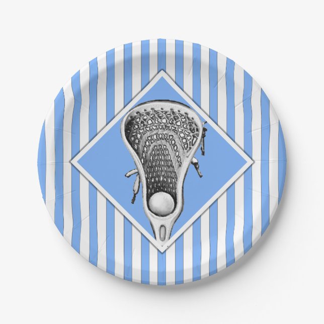 Lacrosse Light Blue Team Party Paper Plates (Front)