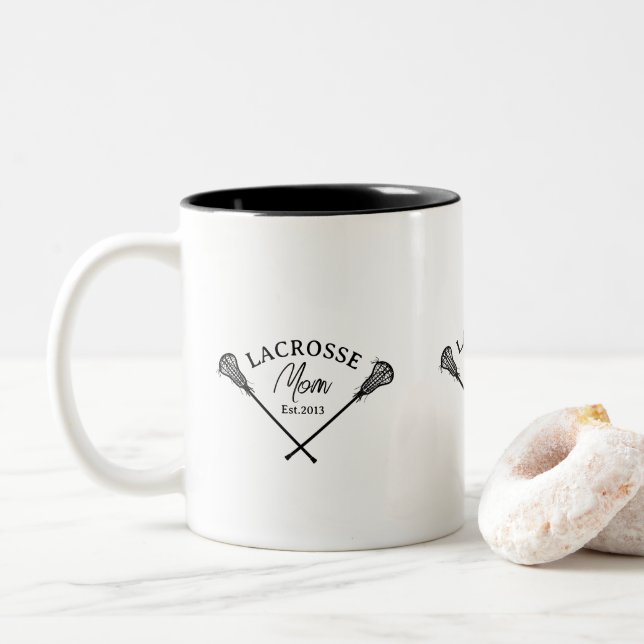 Lacrosse Mum Est Two-Tone Coffee Mug (With Donut)