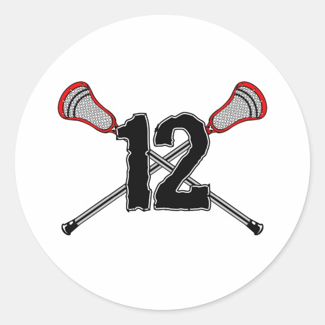 Lacrosse Number 12 2 Sticker (Front)