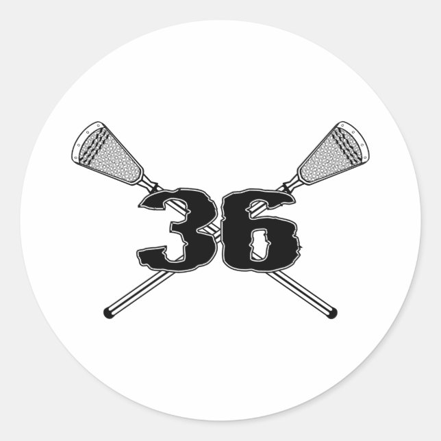 Lacrosse Number 36 Sticker (Front)