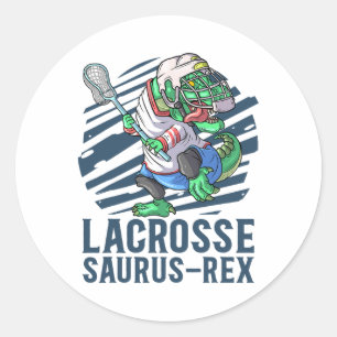 Lacrosse-o-saurus T Rex Dinosaur With Lacrosse Sti Classic Round Sticker