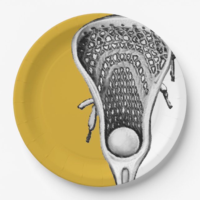Lacrosse Party Gold Paper Plate (Front)