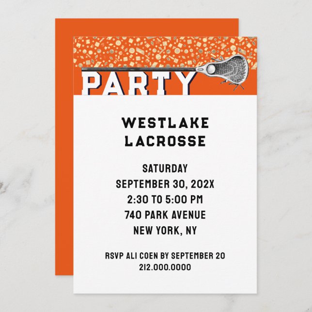 Lacrosse Party Invitation (Front/Back)