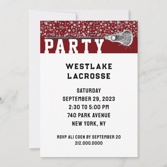 Lacrosse Party Invitation (Front)