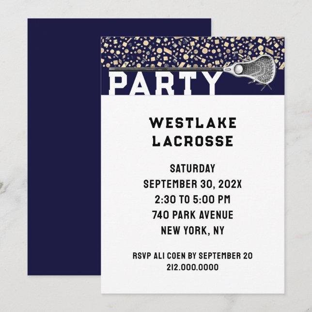 Lacrosse Party Invitation (Front/Back)