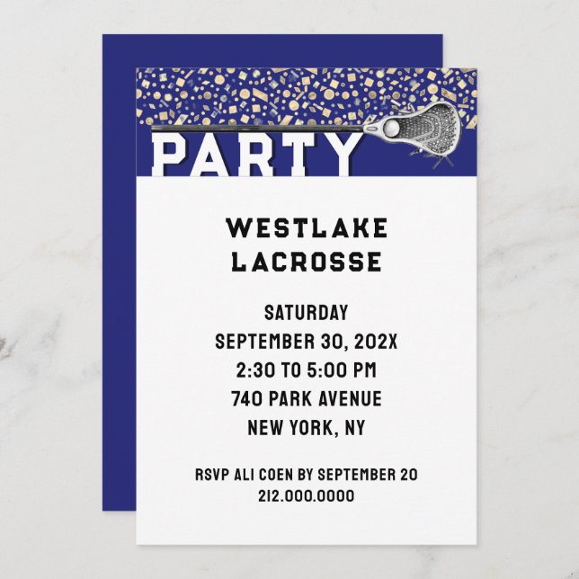Lacrosse Party Invitation (Front/Back)