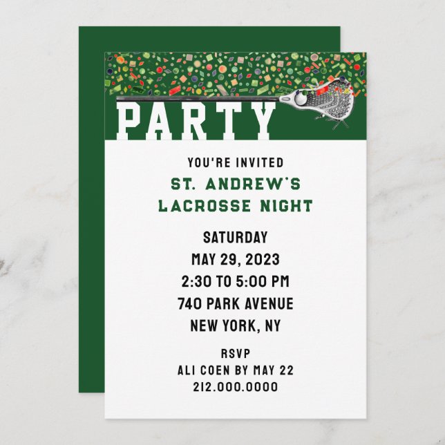 Lacrosse Party Invitation (Front/Back)