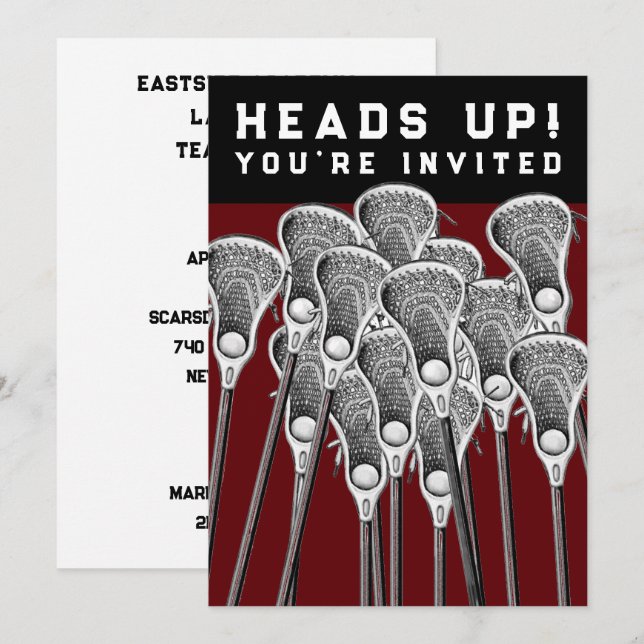 Lacrosse Party Invitations (Front/Back)