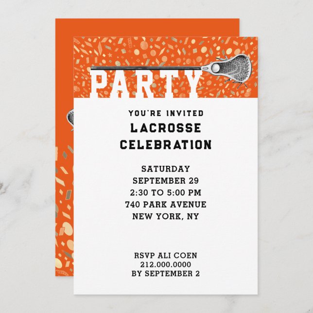 Lacrosse Party Invitations (Front/Back)