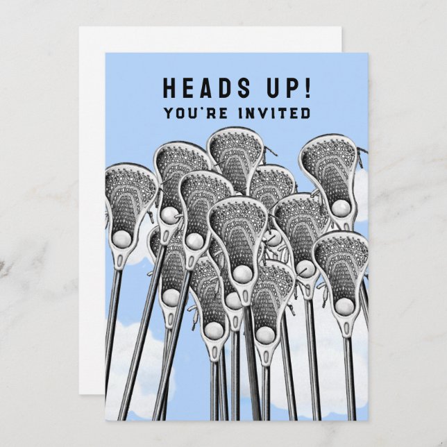 Lacrosse Party Team Event Invitations (Front/Back)