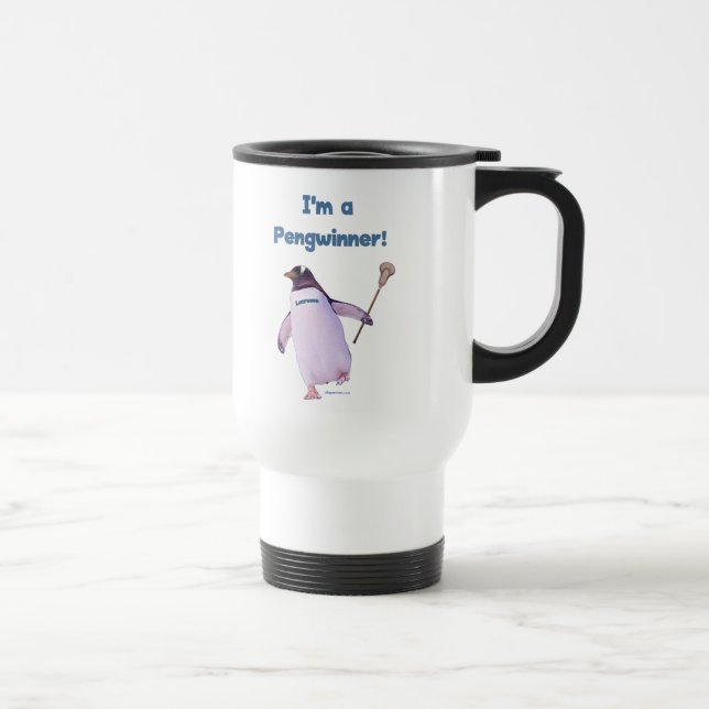Lacrosse Penguin Travel Mug (Right)