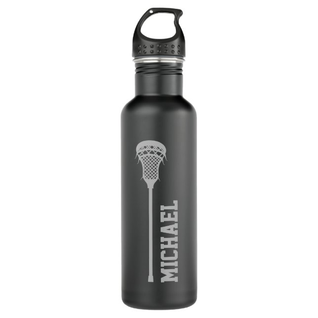 Lacrosse Personalised Name Grey 710 Ml Water Bottle (Front)