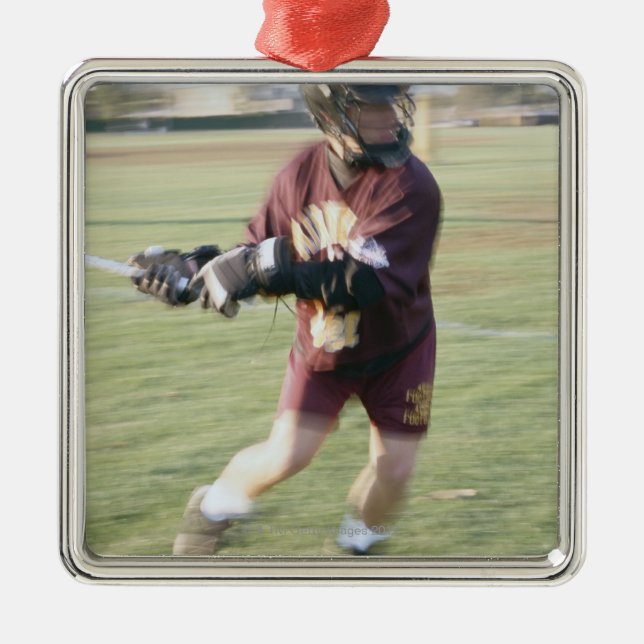 Lacrosse Player 2 Metal Tree Decoration (Front)