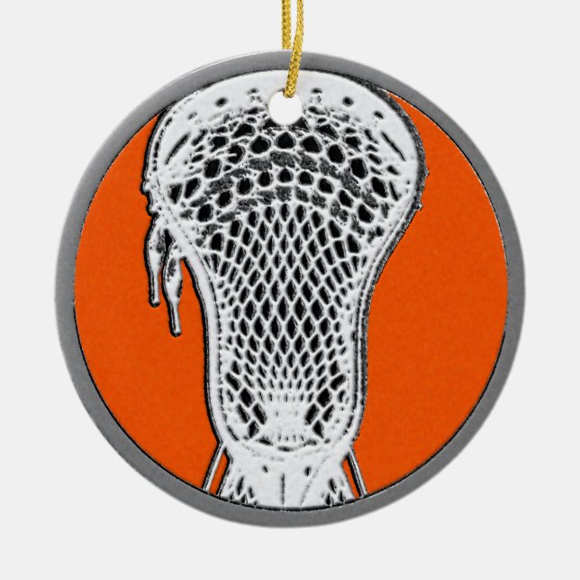 Lacrosse Player Ceramic Tree Decoration (Front)