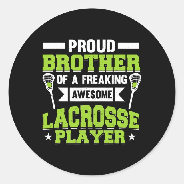 Lacrosse Player Coach Brother  Classic Round Sticker (Front)
