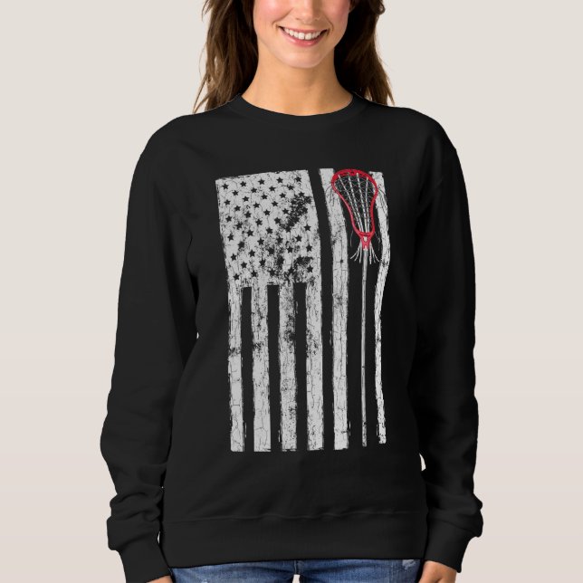Lacrosse Player Coach Graphic USA Sweatshirt (Front)