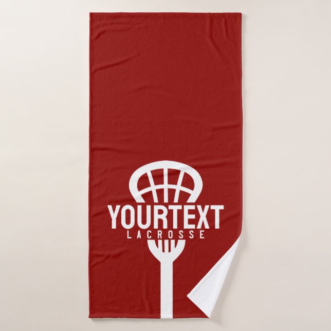 Lacrosse Player CUSTOM TEXT Team Mesh Sport Stick  Bath Towel Set (Bath Towel)