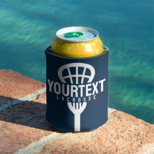 Lacrosse Player CUSTOM TEXT Team Mesh Sport Stick  Can Cooler