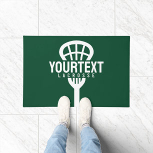 Lacrosse Player CUSTOM TEXT Team Mesh Sport Stick  Doormat