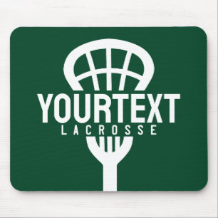 Lacrosse Player CUSTOM TEXT Team Mesh Sport Stick Mouse Pad