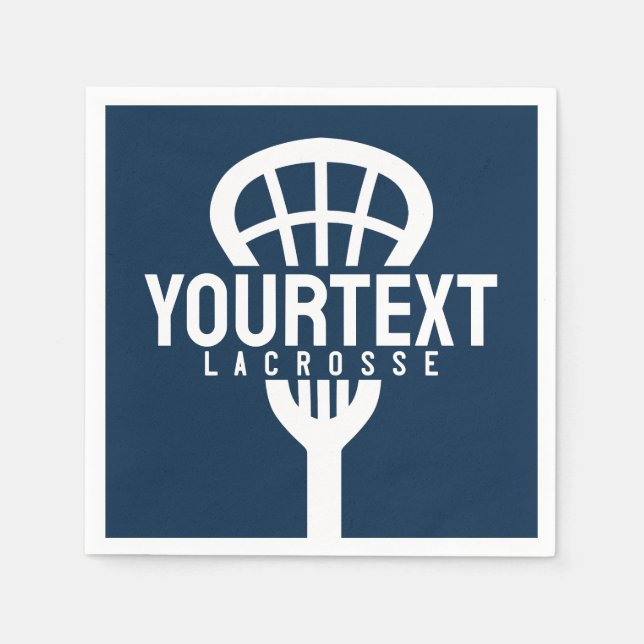 Lacrosse Player CUSTOM TEXT Team Mesh Sport Stick  Napkin (Front)