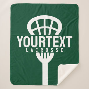 Lacrosse Player CUSTOM TEXT Team Mesh Sport Stick  Sherpa Blanket