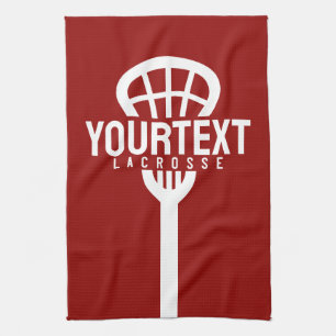 Lacrosse Player CUSTOM TEXT Team Mesh Sport Stick  Tea Towel