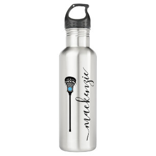 Lacrosse Player Girls Womens Silver Personalised 710 Ml Water Bottle