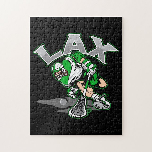 Lacrosse Player Green Uniform Jigsaw Puzzle (Vertical)