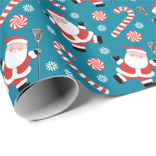 Lacrosse Player Holiday Gift Wrapping Paper (Roll Corner)