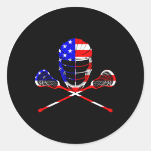 Lacrosse Player Independence Day Laxing Patriotic Classic Round Sticker