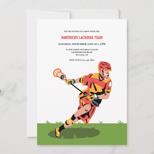 Lacrosse Player Invitation (Front)