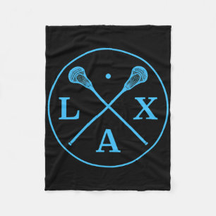Lacrosse Player Logo - Blue Team Colour Lax Tee  Fleece Blanket