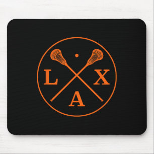 Lacrosse Player Logo - Orange Team Colour Lax Stic Mouse Pad