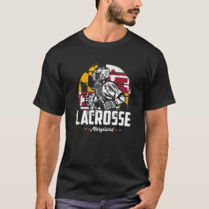 Lacrosse Player Maryland Flag Lax Retro T-Shirt