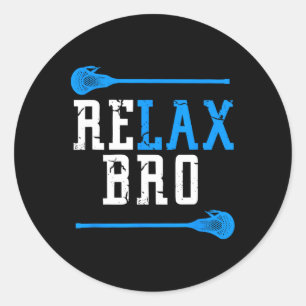 Lacrosse Player Men Boys Lax Gift Relax Bro Classic Round Sticker