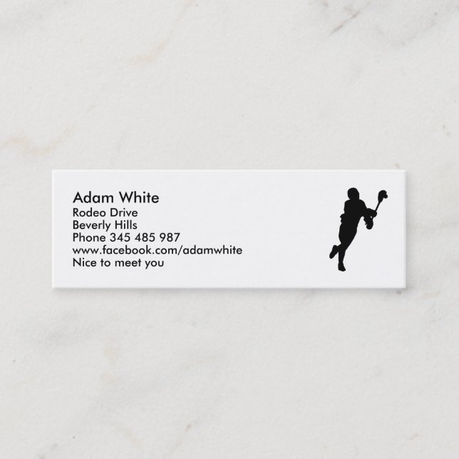 Lacrosse Player Mini Business Card (Front)